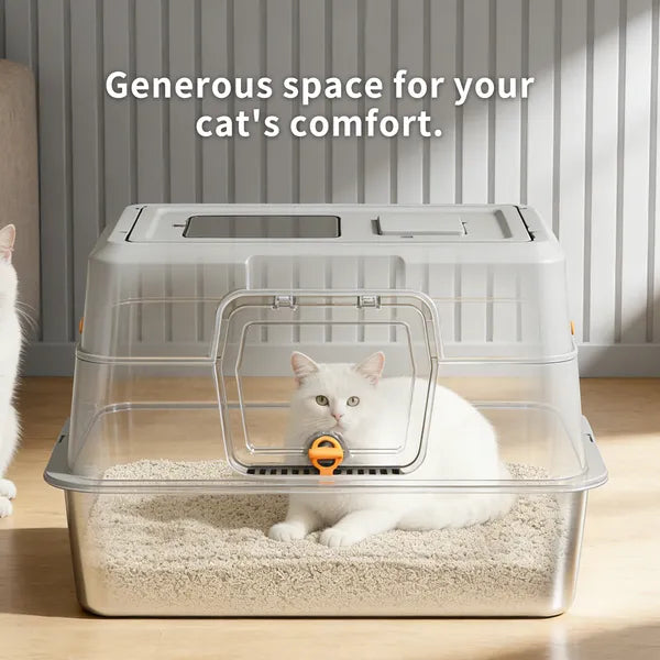 Must-buy Fully Enclosed Stainless Steel Cat Litter Box, Odor-proof