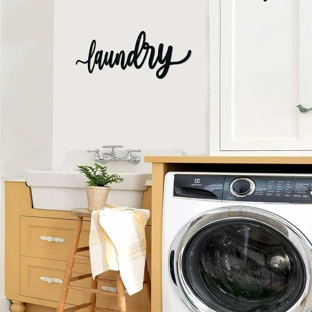 Metal Baked Paint Laundry Sign Wall Art Modern Laundry Room Decor