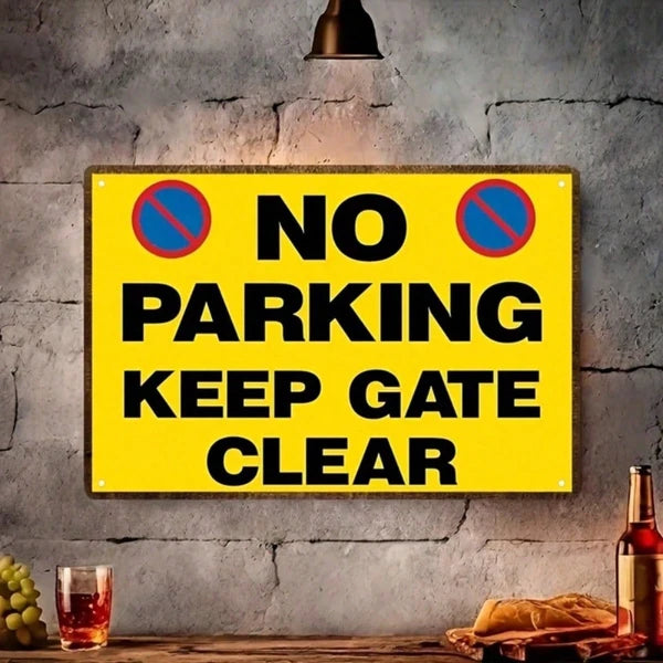Vintage No Parking Keep Gate Clear Metal Sign" Heavy-duty Iron Warning