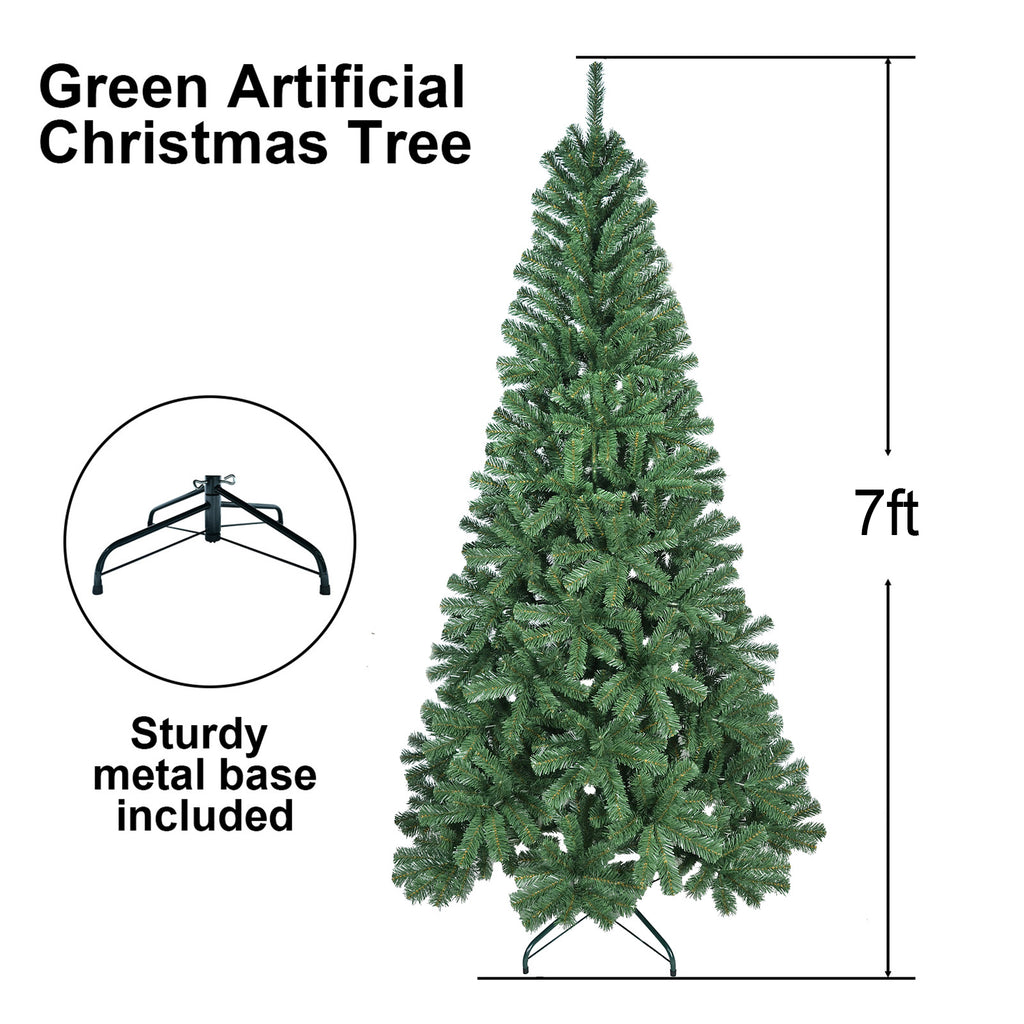 Unlit Artificial Christmas Tree, Green Xmas Tree And Folding Metal