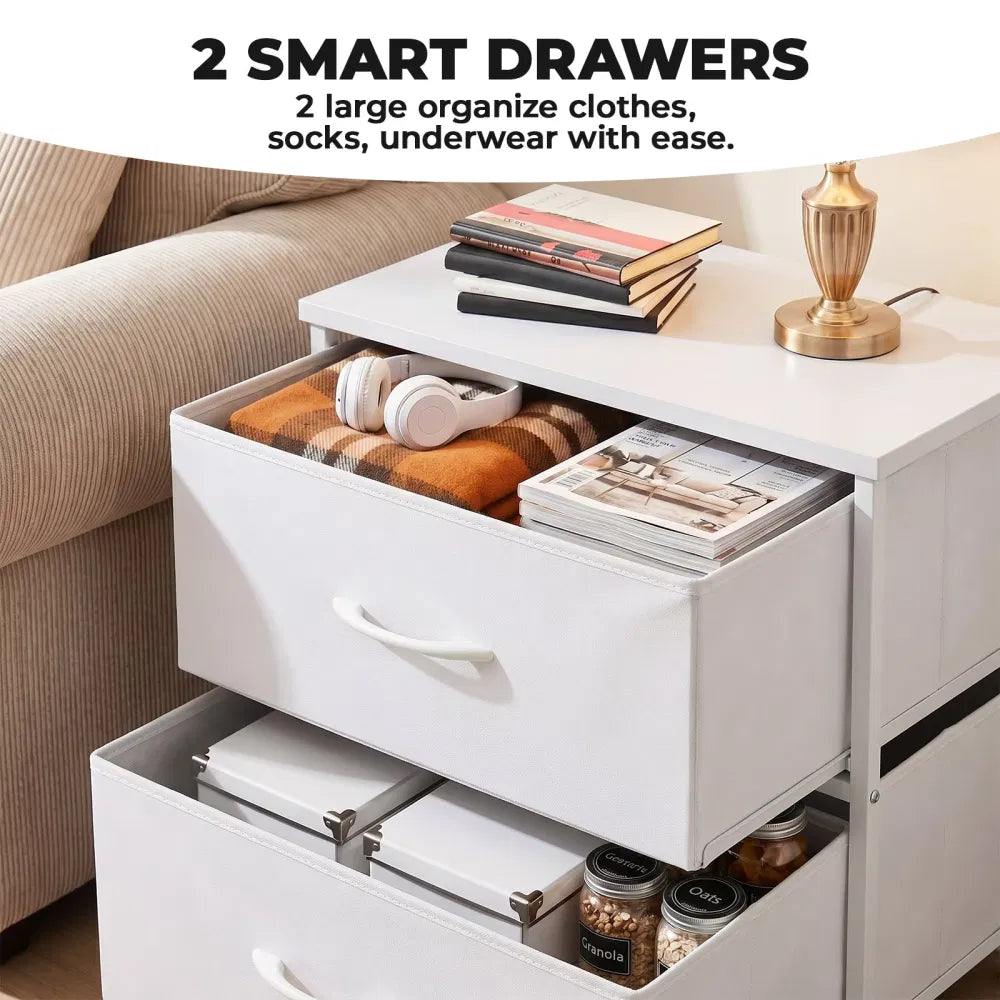 2/4-Drawer Dresser With Metal Frame & Wood Top, Fabricstorageorganizer