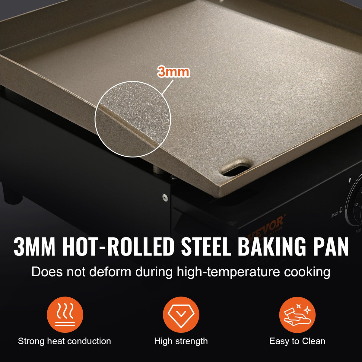 Commercial Griddle, 16.9' Heavy Duty Manual Flat Top Griddle