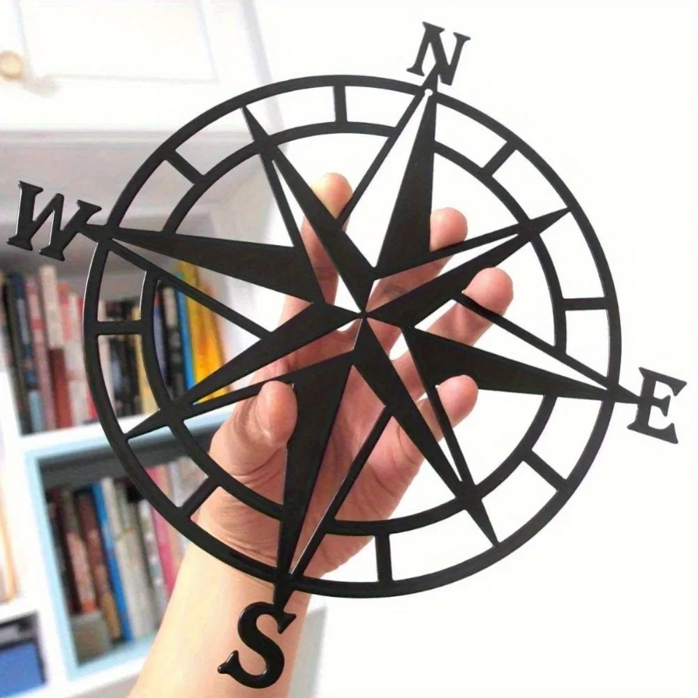 Metal Baked Paint Nautical Compass Rose Wall Art Vintage Navigation