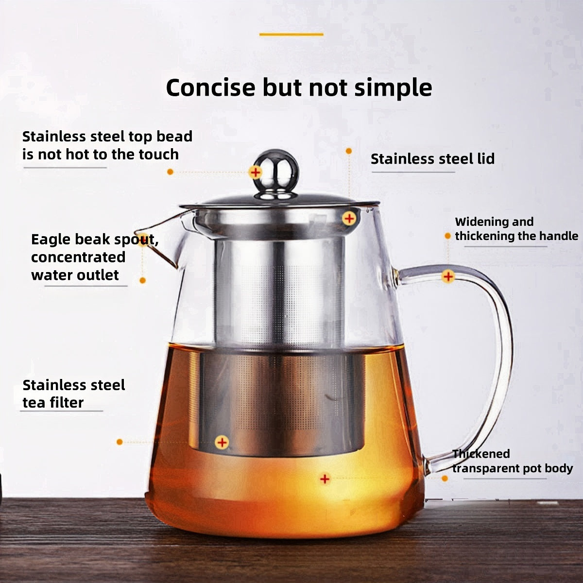550 ML High Borosilicate Heat-resistant Glass Tea Pot Transparent