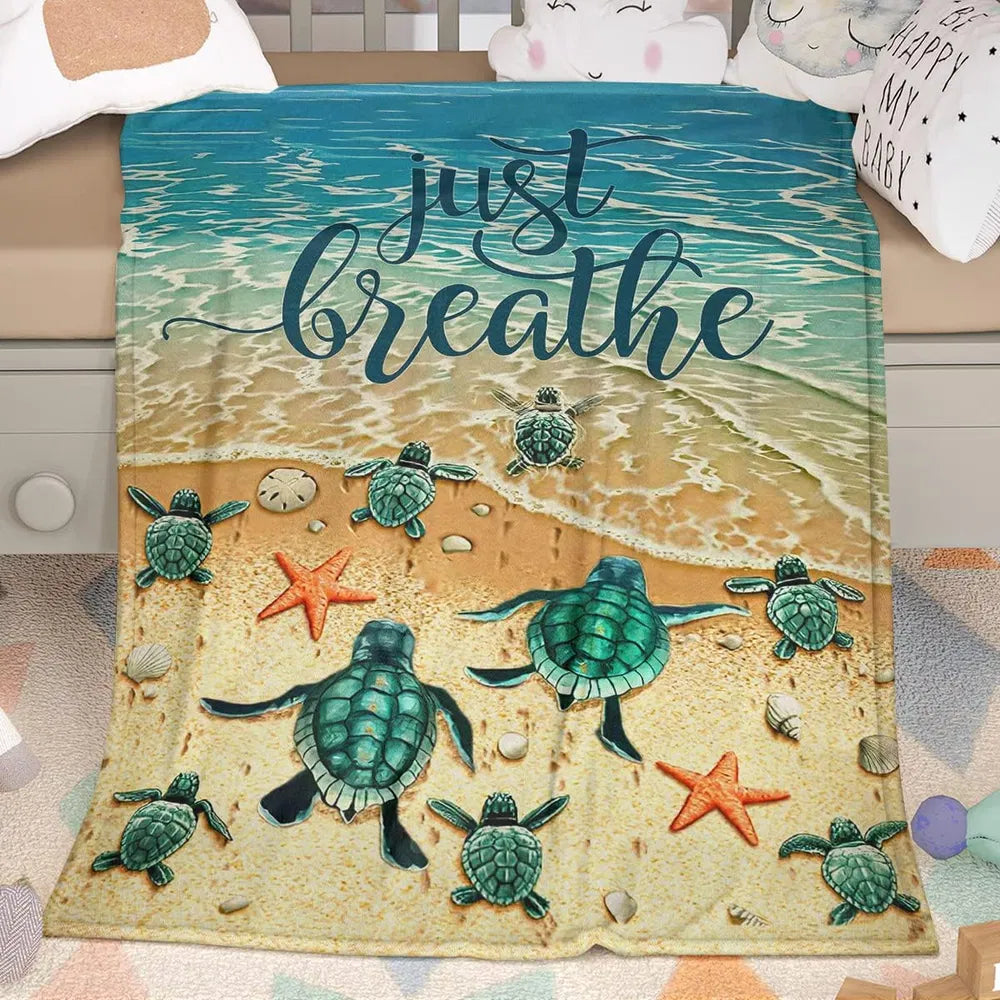 Sea Turtle Flannal Throw Blanket For Teens Boys Men Many Sea Turtle