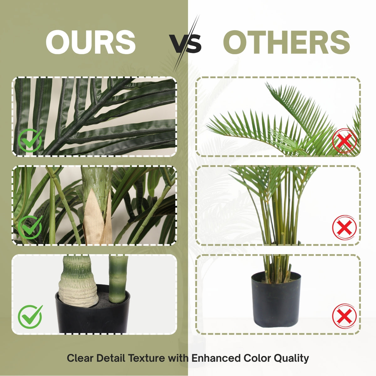6FT Artificial Palm Tree With Black Plastic Pot, Tropical Fake Plant