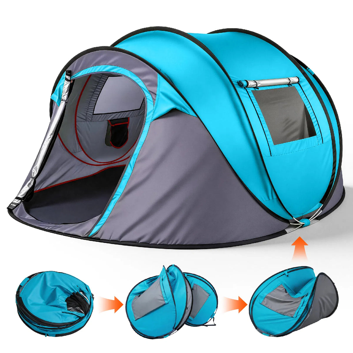 4 Person Pop Up Tent For Camping, Waterproof Instant Family Tent