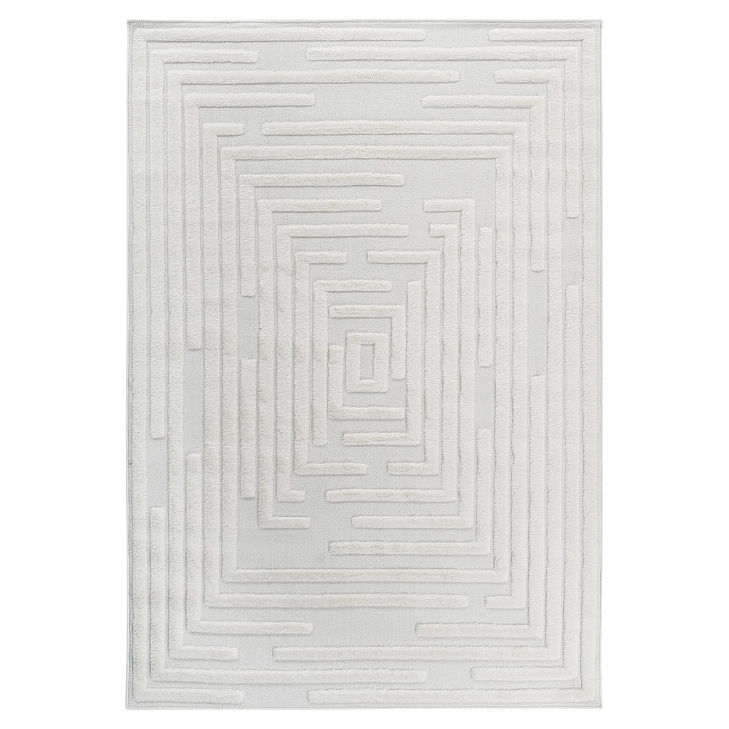 Step Collection High-low Striped Cream Indoor Area Rug, 2'x3', Modern
