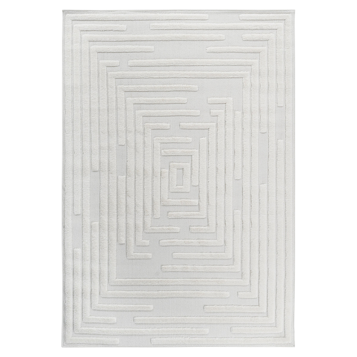 Step Collection High-low Striped Cream Indoor Area Rug, 2'x3', Modern