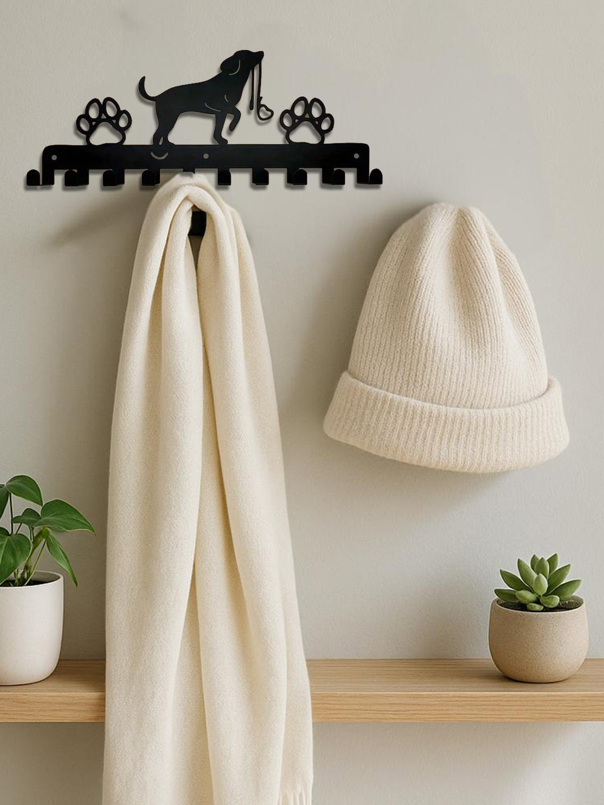 Rustic Entryway Organizer - Wall Mounted Key Holder & Leash Rack