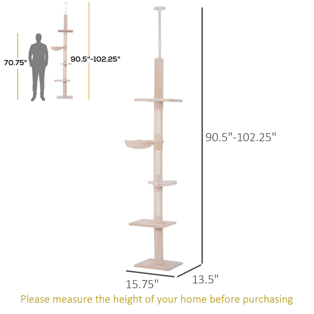 8.5ft Cat Climbing Tree 5-Tier Kitty Activity Center With Scratching