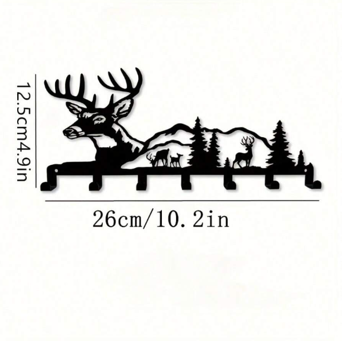 Deer And Forest Metal Key Hook - Nature-themed Wall Organizer