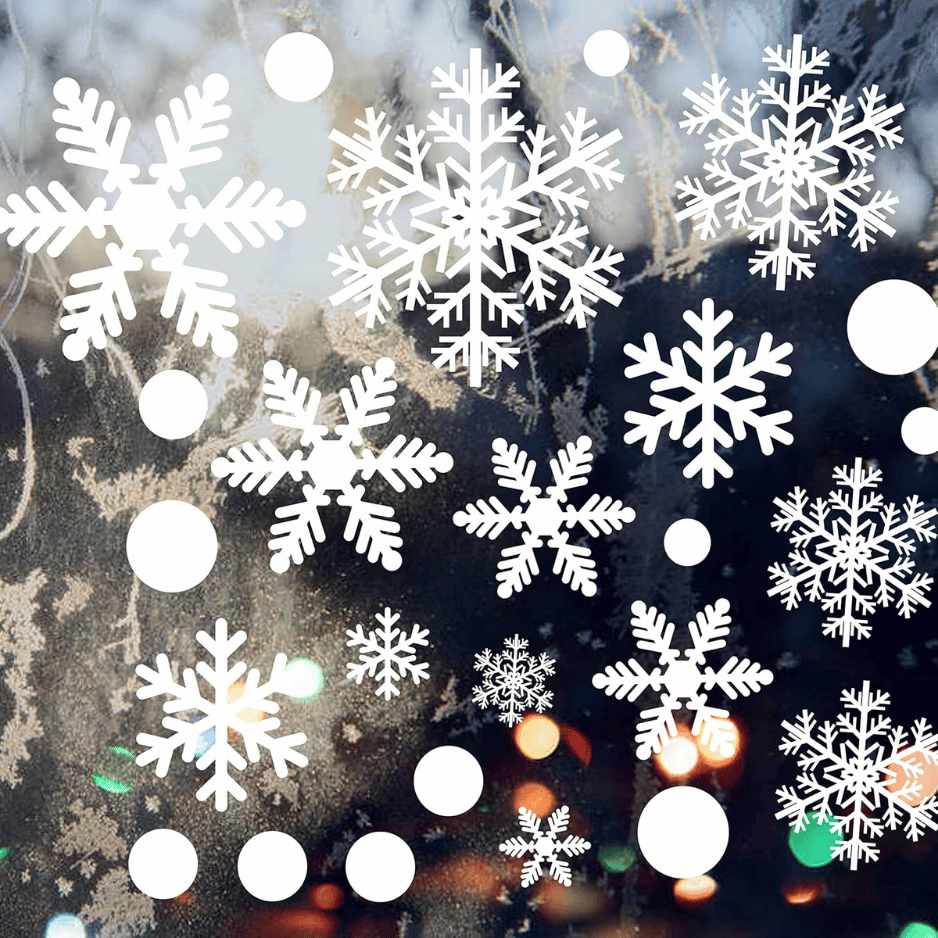 321pcs Christmas Window Decals - 9 Sheets Of Snowflakes, Winter