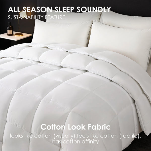 Extra Large White Checkered Plump Duvet - Luxury Hotel-grade Bedding