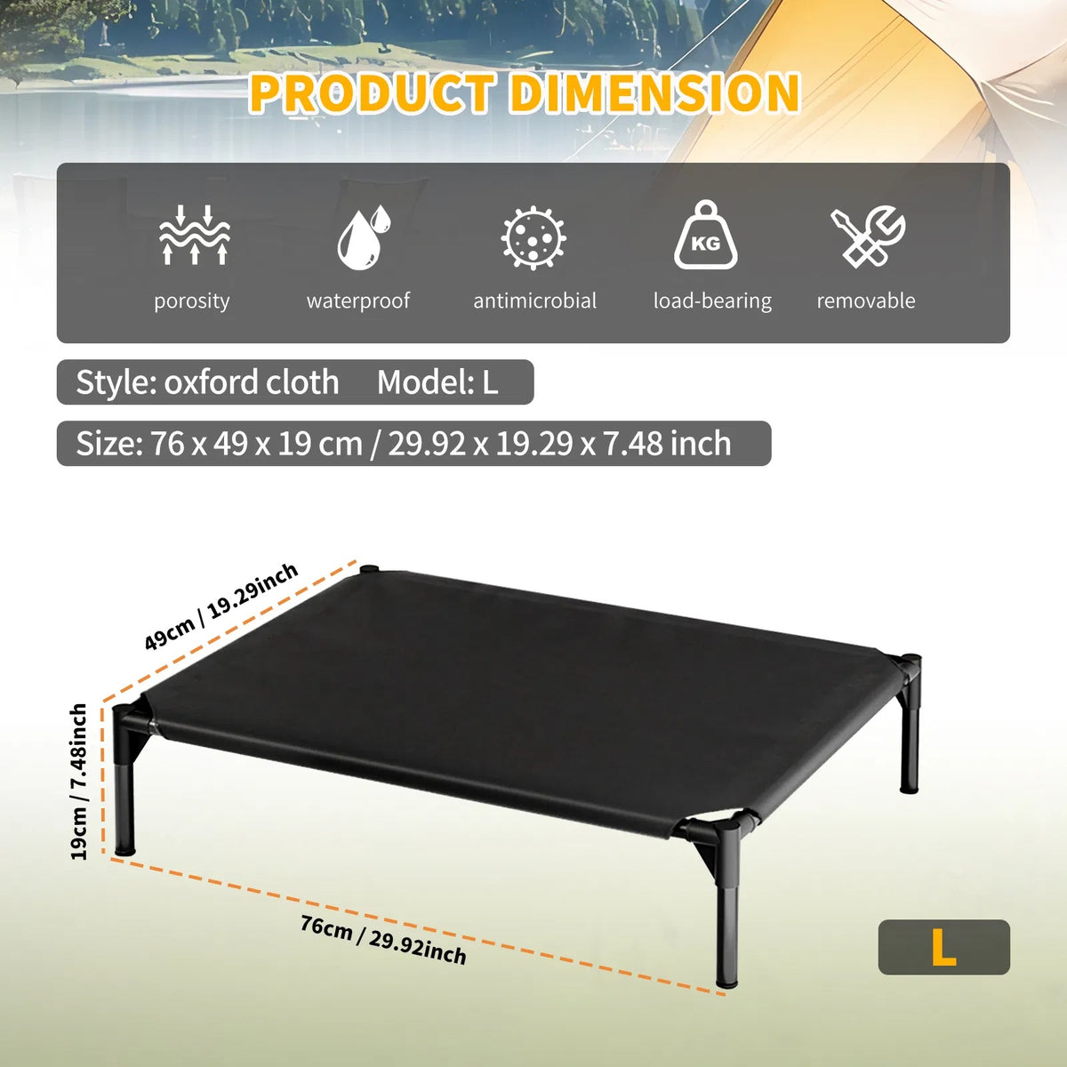 Elevated Breathable Mesh Pet Bed, Indoor Or Outdoor Use, Sizes