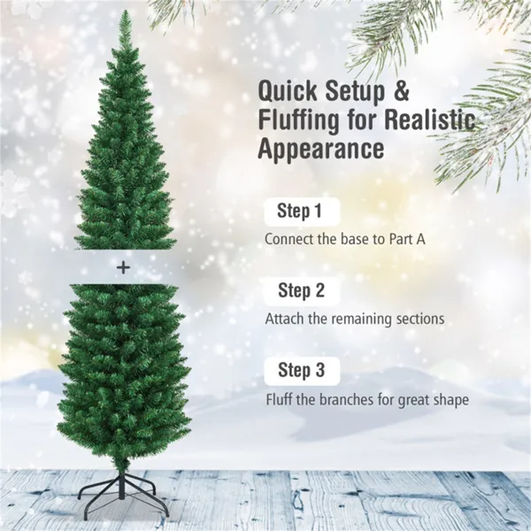 6ft Slim Pencil Christmas Tree - Space-saving Design For Small Corners