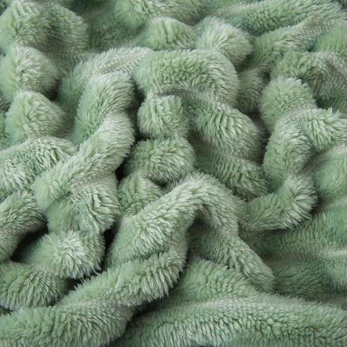 Sage Green Fleece Throw Blanket 50 X 60 Inch For Couch Sofa Living Room