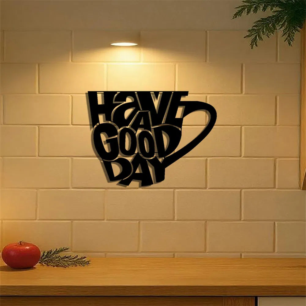 Modern Iron Mug Wall Art Black Hanging Decor For Coffee Tea Lovers