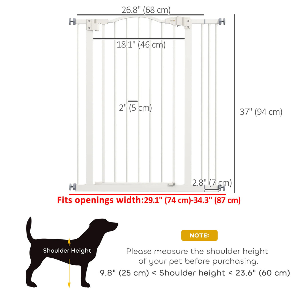 Extra Tall Dog Gate With Door, Pressure Fit, Auto Close, Double Locking