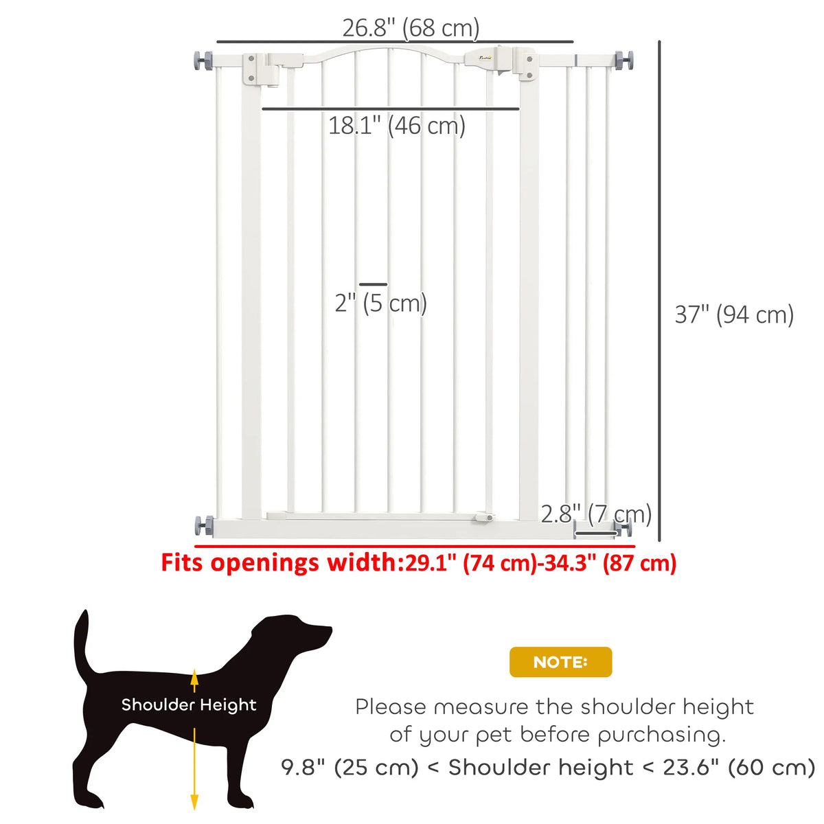 Extra Tall Dog Gate With Door, Pressure Fit, Auto Close, Double Locking