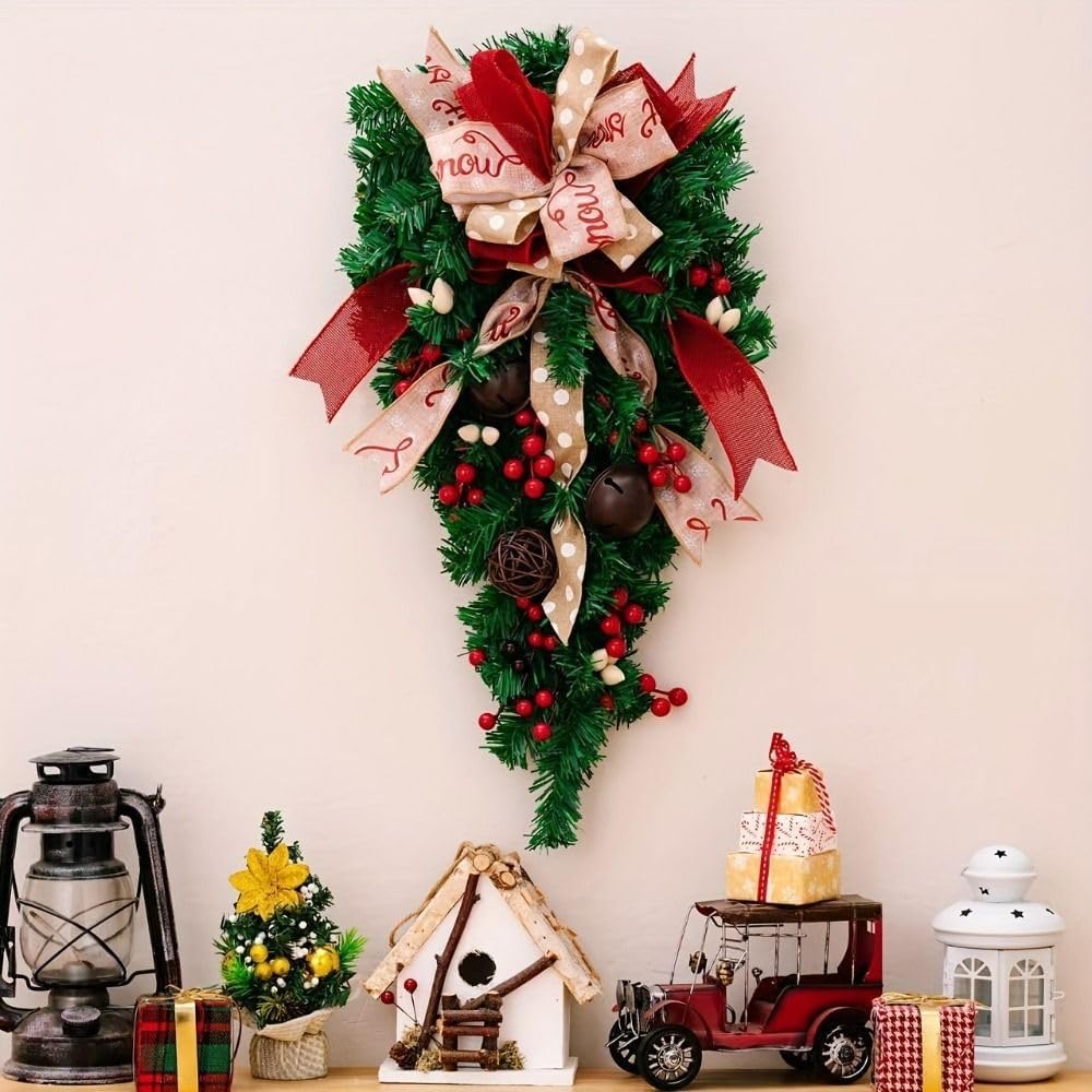 Candy Cane Teardrop Christmas Wreath, 24 in
