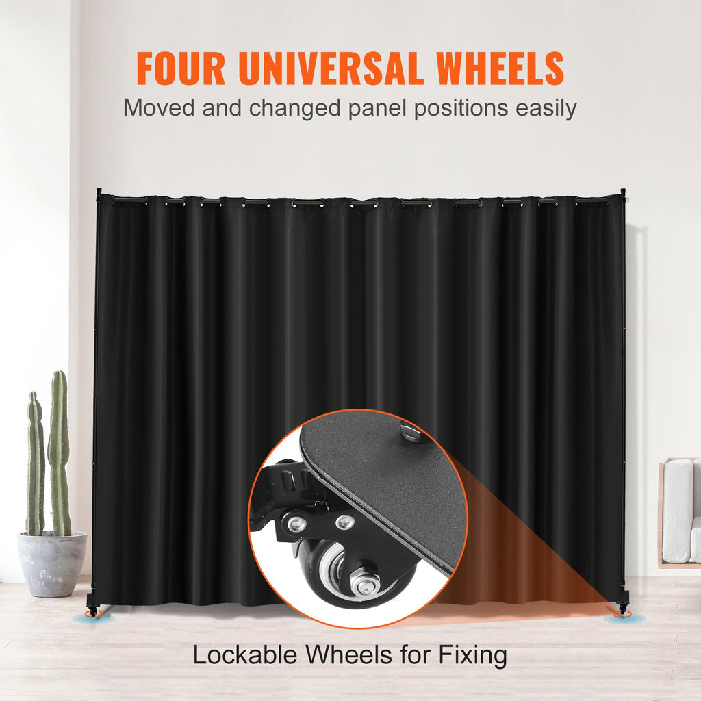 Room Divider, 96×120inch Portable Panel Room Divider With Wheels