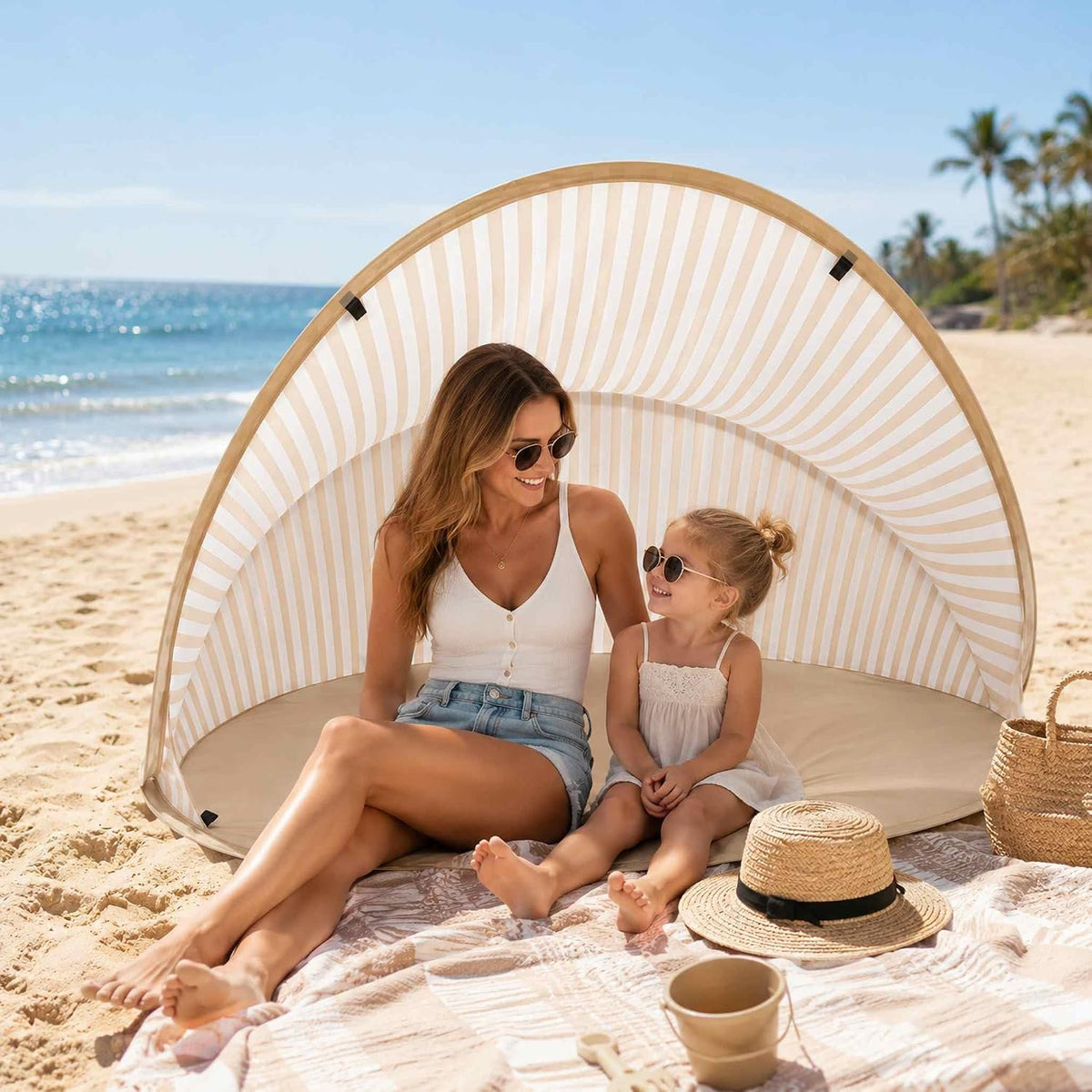Pop-up Beach Sunshade Tent, Small Foldable Half-beach Tent, Easy To Set