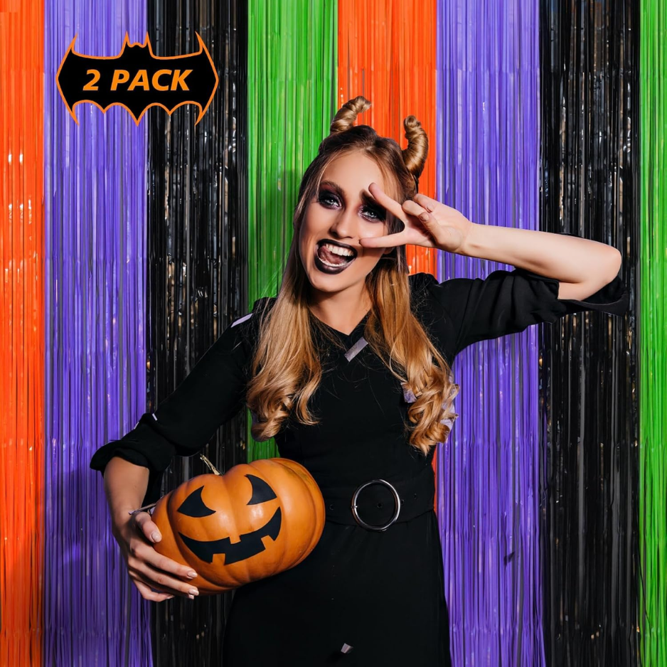 Halloween Party Decor, Halloween Backdrop With Bat Stickers, 2 Pack 3.3