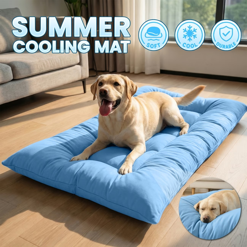 Extra-large Summer Cooling Mat Dog Sofa Bed,ultra-soft, 8 Compartments