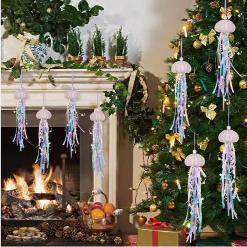 4 PCS Sea Urchin Hanging Ornaments For Christmas Tree Coastal Natural