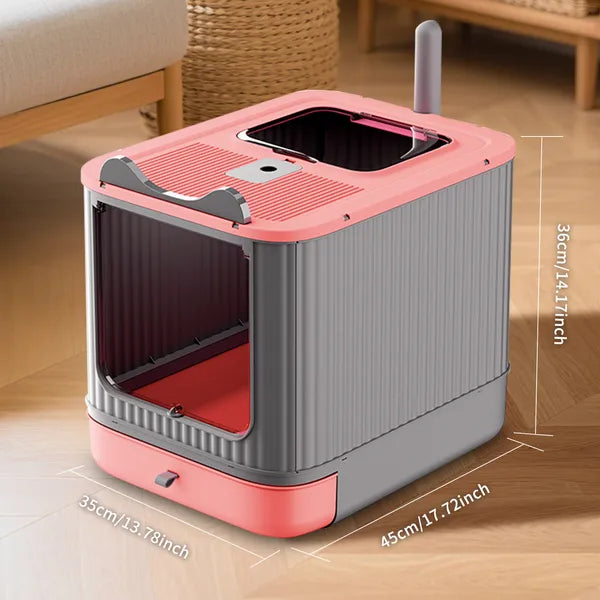 Elf Cat Litter Box, Dual-entry Fully Enclosed, Odor-free, Modern White