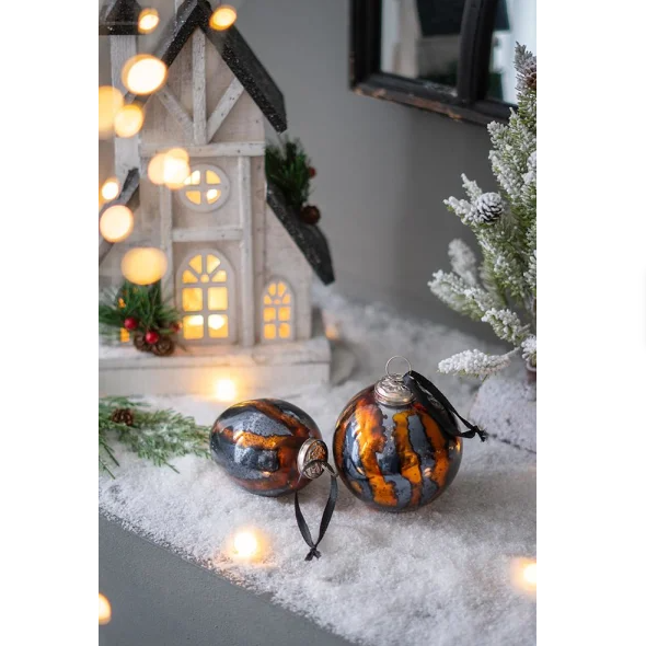 3 X 3 X 4.3 Egg Christmas Ball Ornament, Glass Decorative Hanging Ball
