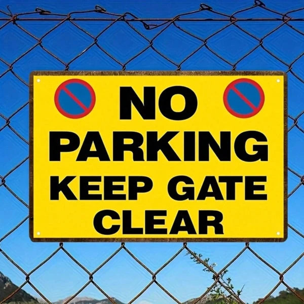 Vintage No Parking Keep Gate Clear Metal Sign" Heavy-duty Iron Warning