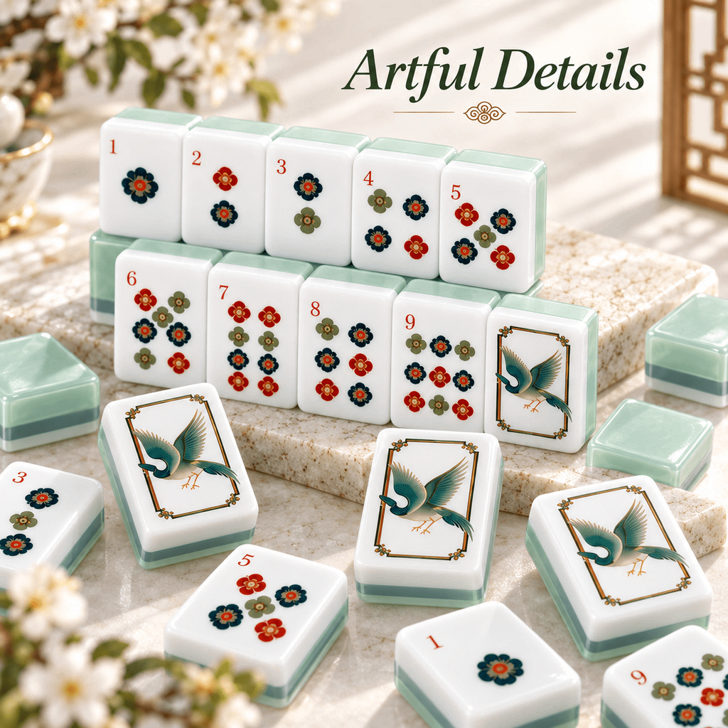Elegant Acrylic Mahjong Set, Chinese Inspired American Mahjong Tiles
