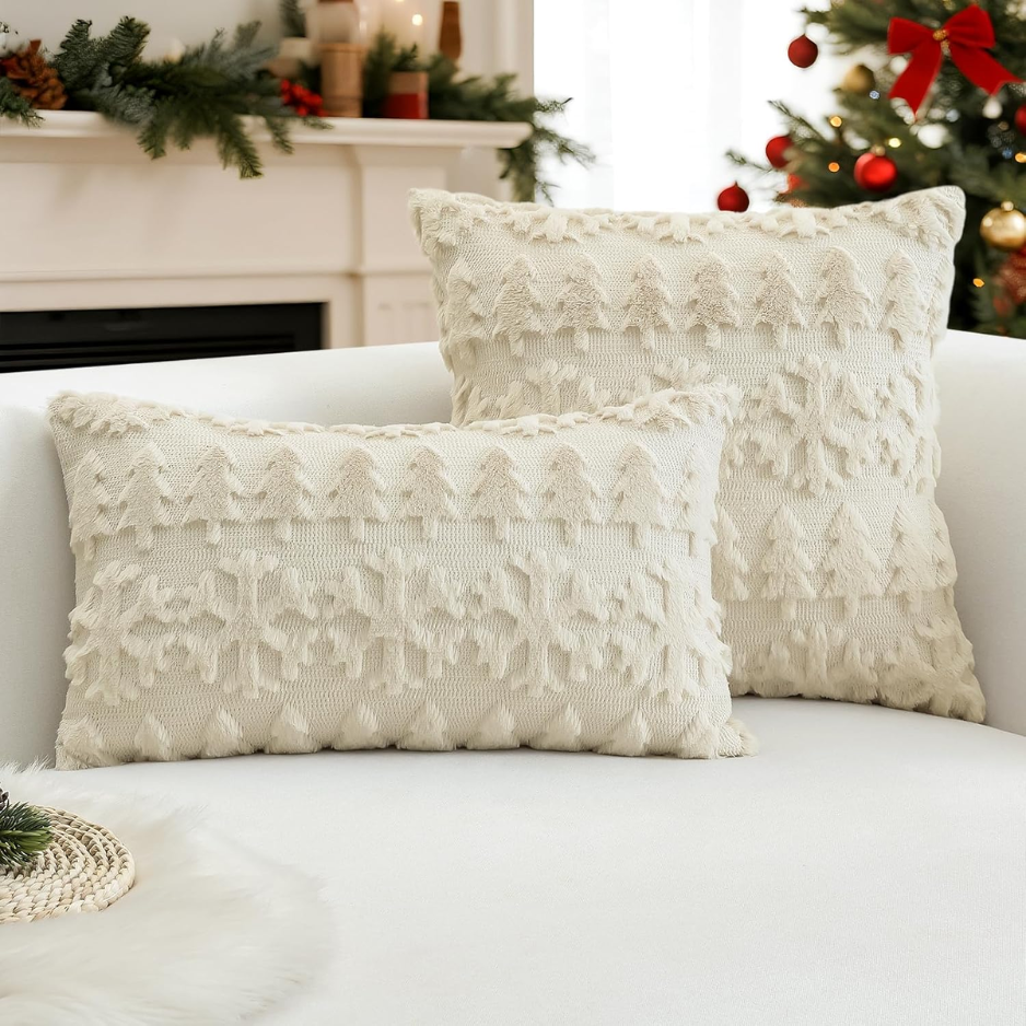 Christmas Tree Snowflakes Pillow Covers 18x18 Set Of 2