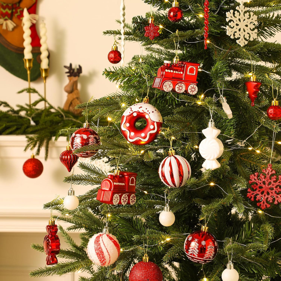 82pcs Christmas Balls Ornaments Set, Shatterproof Plastic Decor