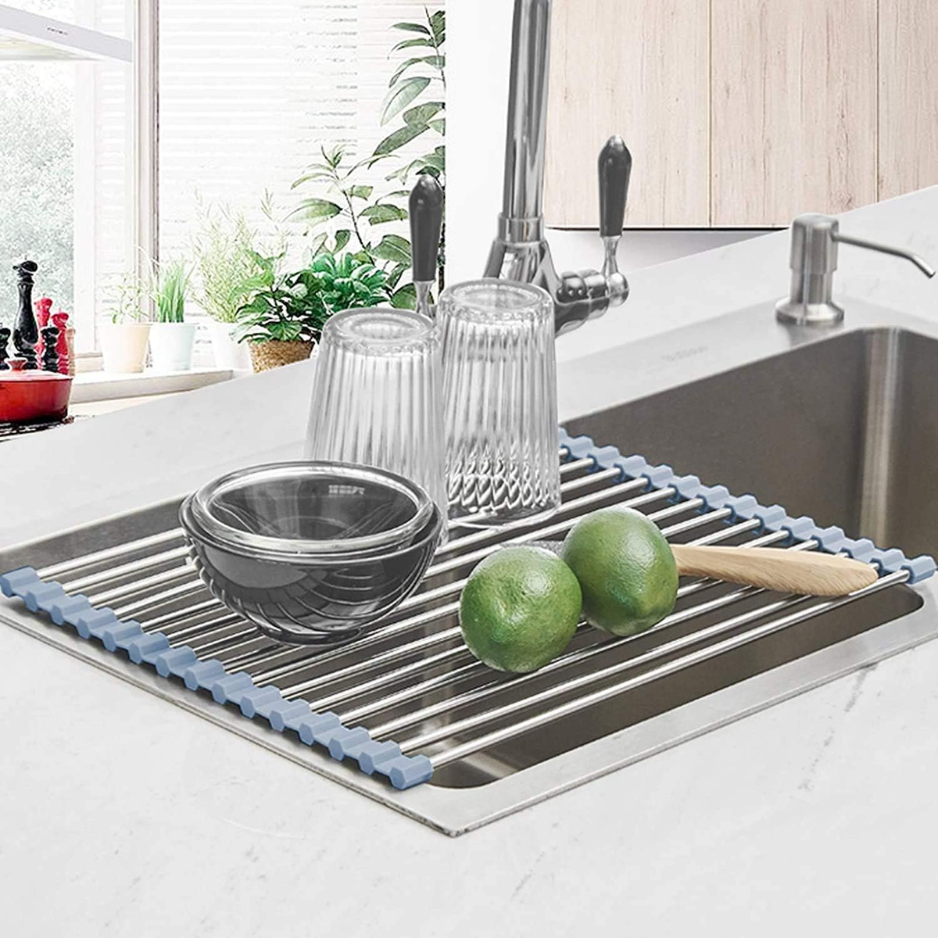 Seropy Roll-up Over-the-sink Dish Drying Rack - Foldable Stainless