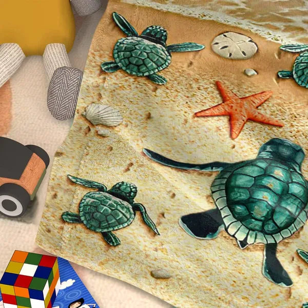 Sea Turtle Flannal Throw Blanket For Teens Boys Men Many Sea Turtle