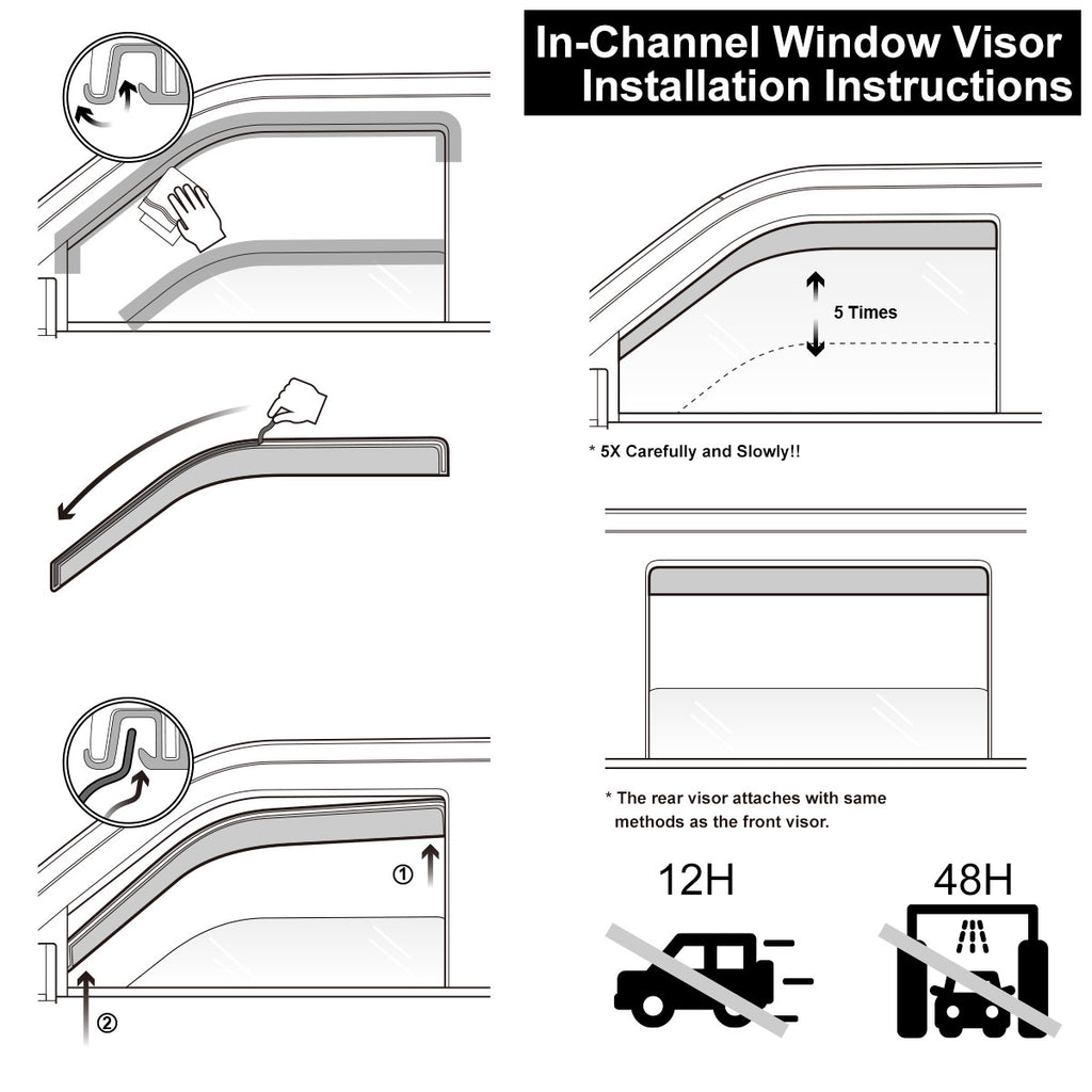 4pcs Out Channel Style Sun Rain Window Visors Visor For 94768