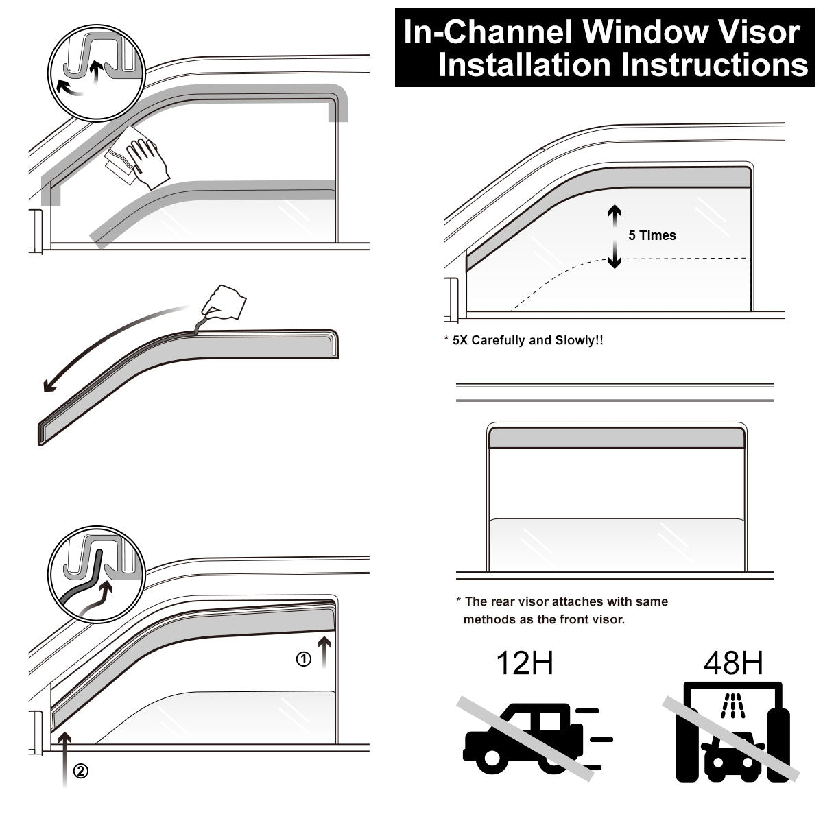 4pcs Out Channel Style Sun Rain Window Visors Visor For 94768