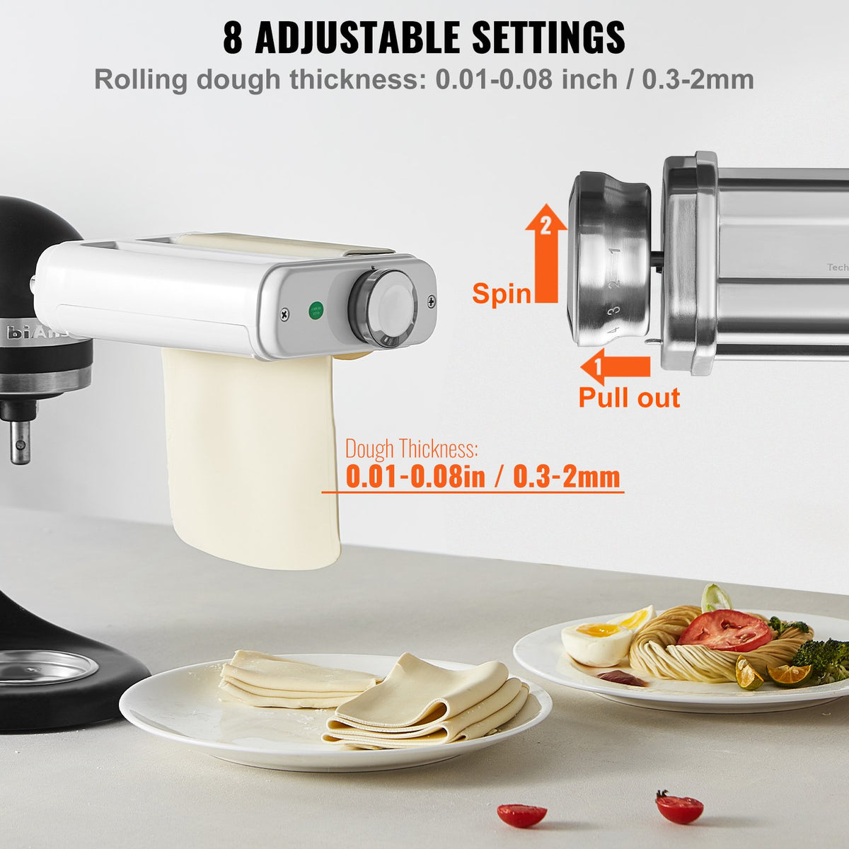 Pasta Attachment For Kitchenaid Stand Mixer, 3-IN-1 Stainless Steel