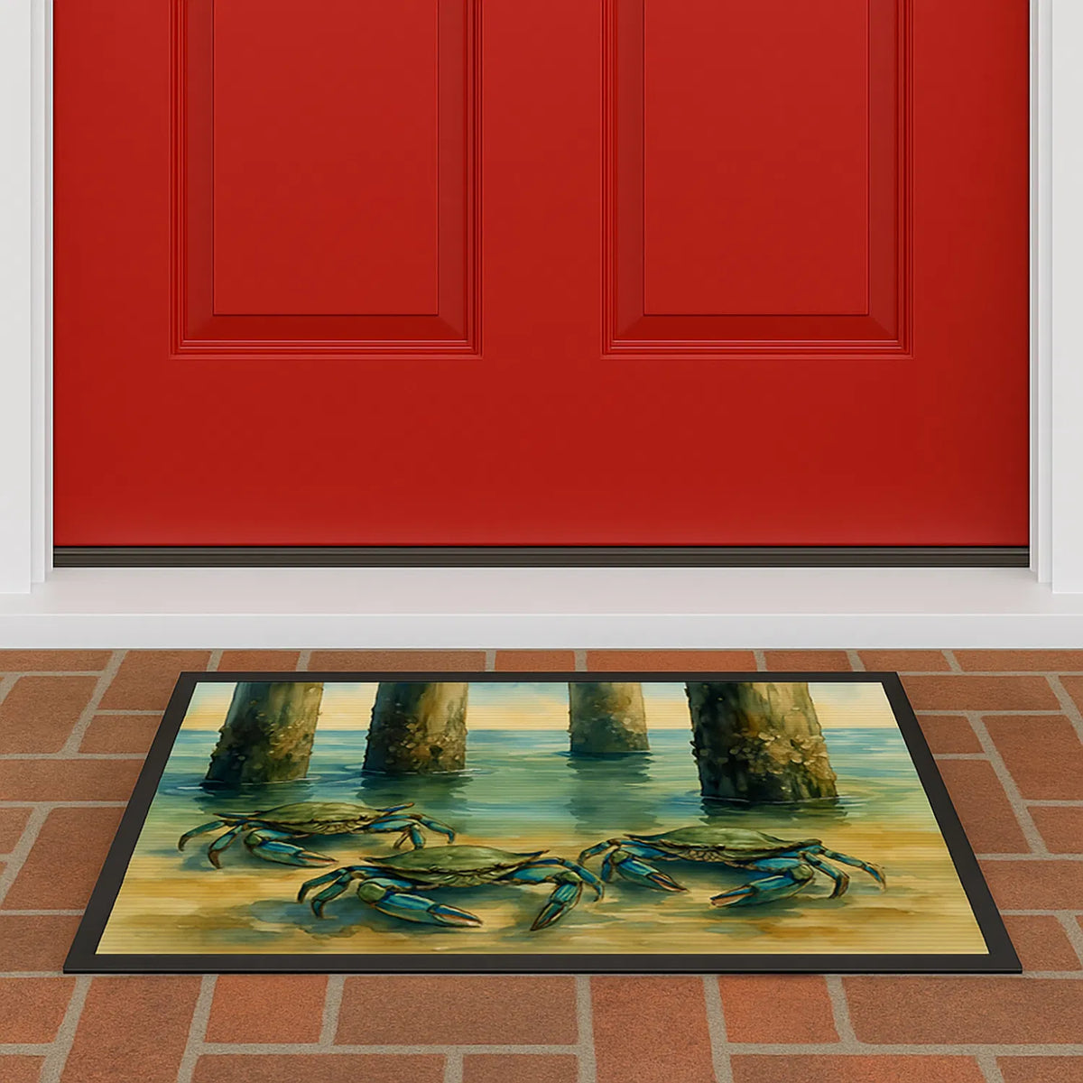Crabs Under The Pier Doormat Front Door Mat Indoor Outdoor Rugs