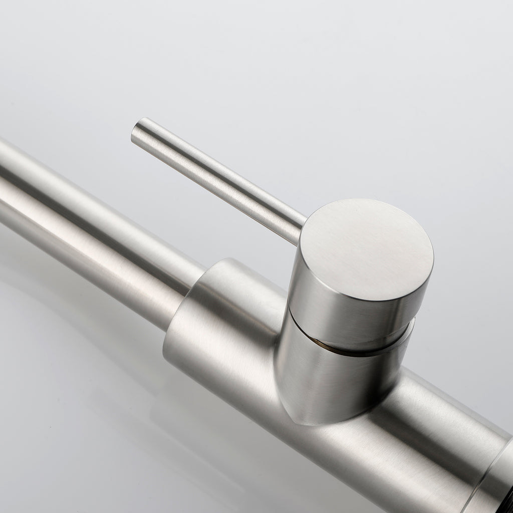 Single Handle High Pull Out Kitchen Faucet, Single-stage Stainless
