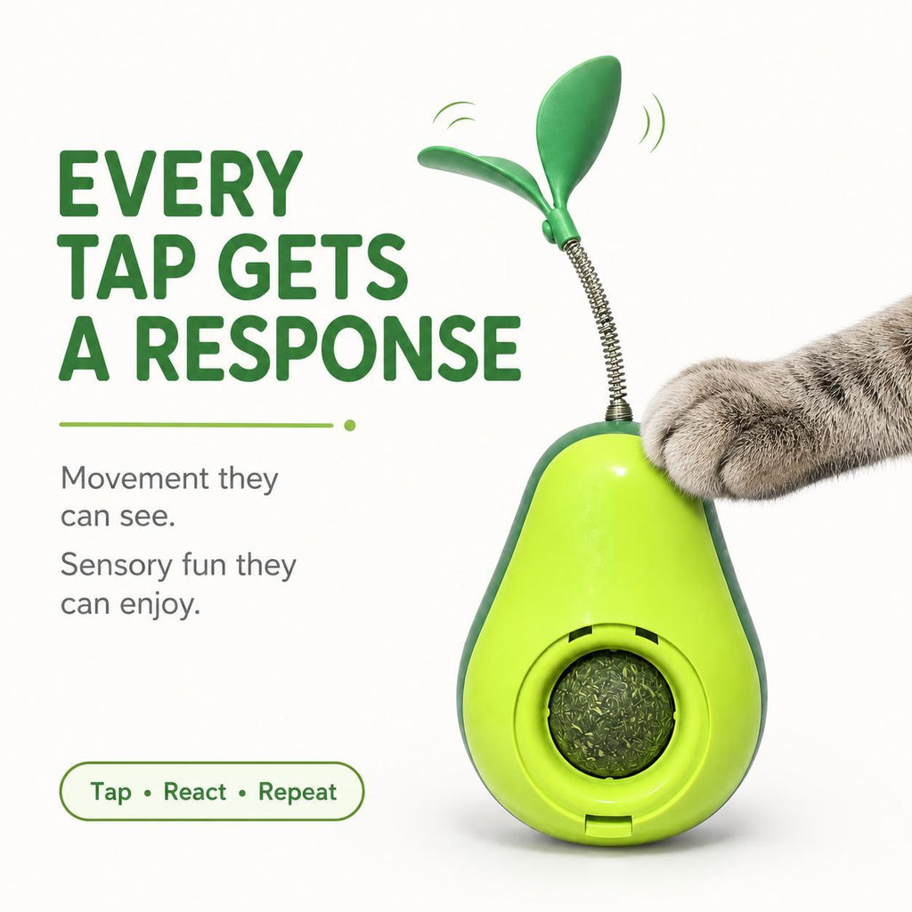 Avocado-shaped Cat Tumbler Toy Interactive Wobble Toy That Self-rights