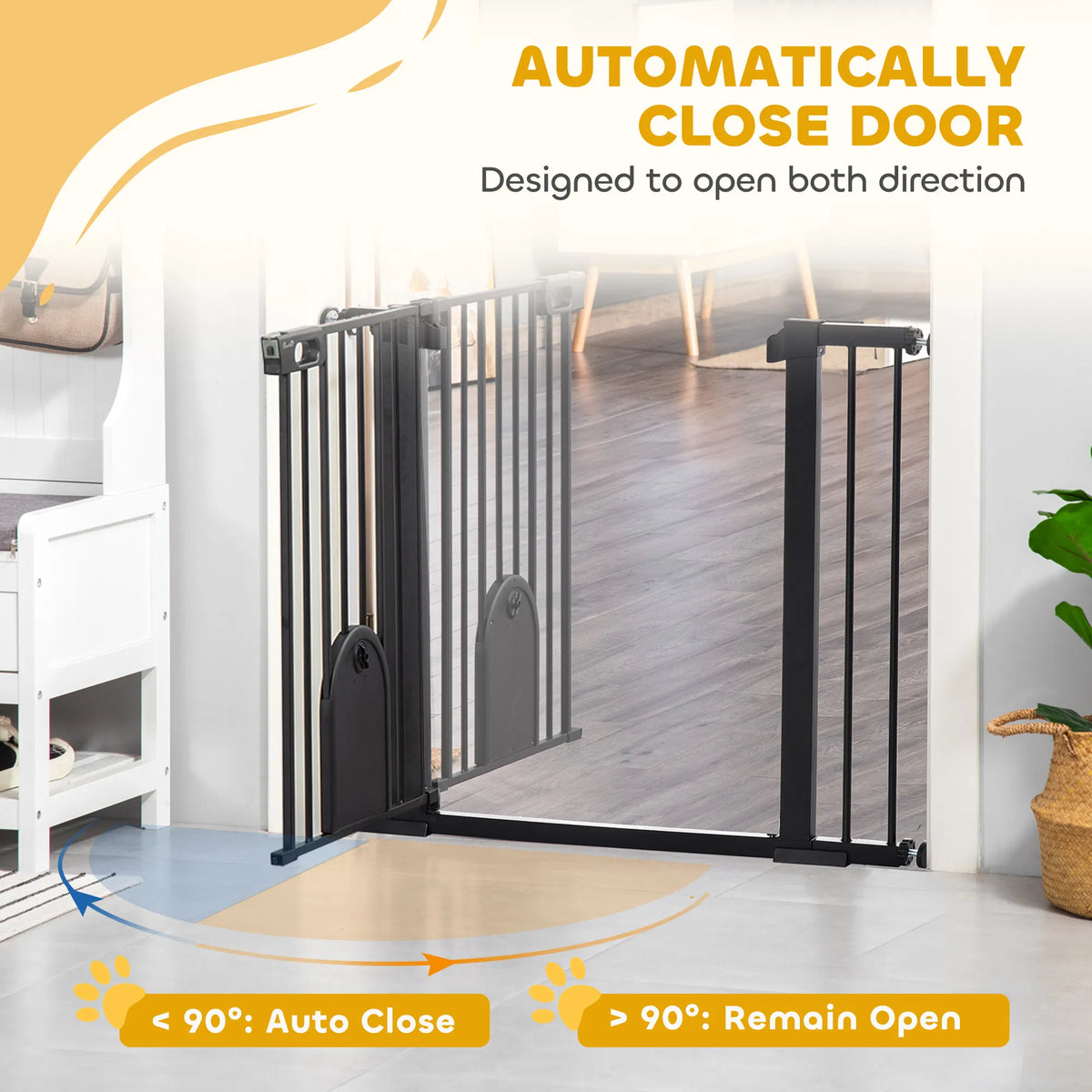 30"-41" Extra Wide Pet Gate Barrier With Small Door, 30"H Dog Gate