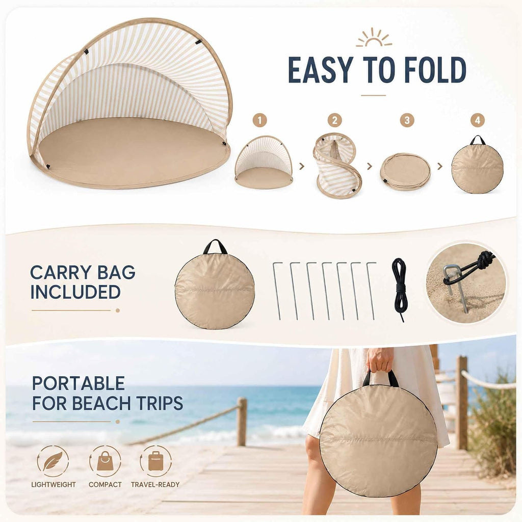 Pop-up Beach Sunshade Tent, Small Foldable Half-beach Tent, Easy To Set