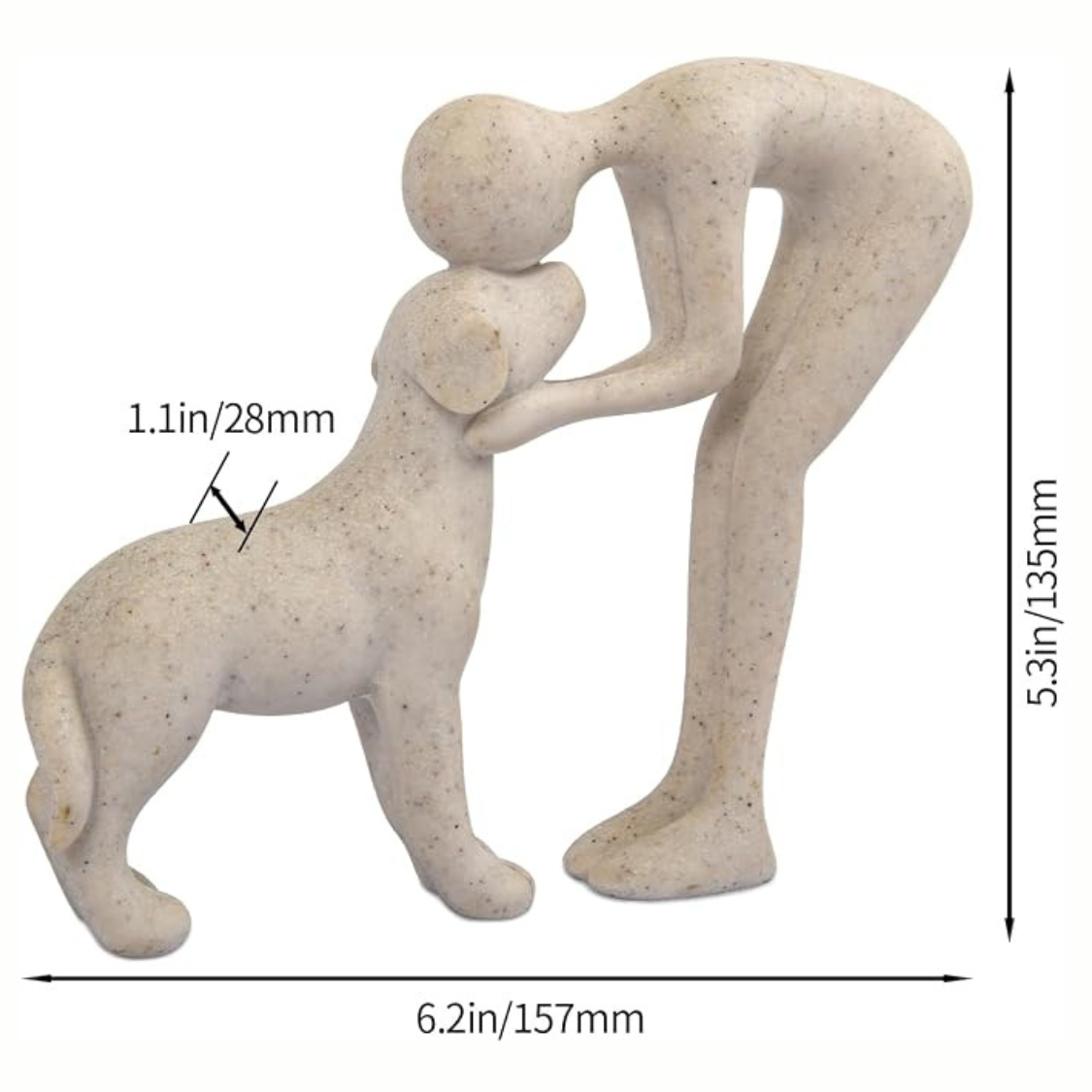 Abstract Person And Dog Head-to-head Figurine, Sandstone-style