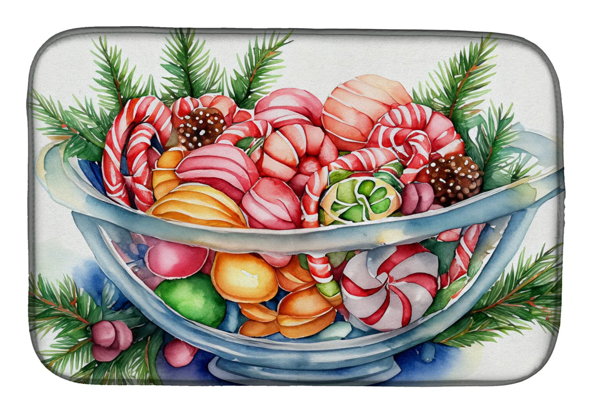 Christmas Candy Canes Dish Drying Mat Absorbent Dish Drying Mat Pad
