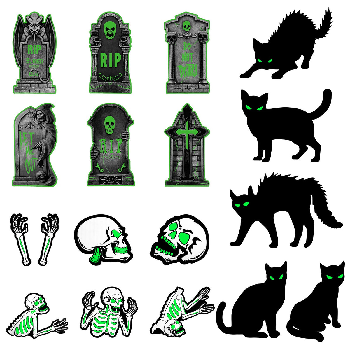 6Pcs Skull Or 6Pcs Tomb Or 5Pcs Black Cat Halloween Yard Sign