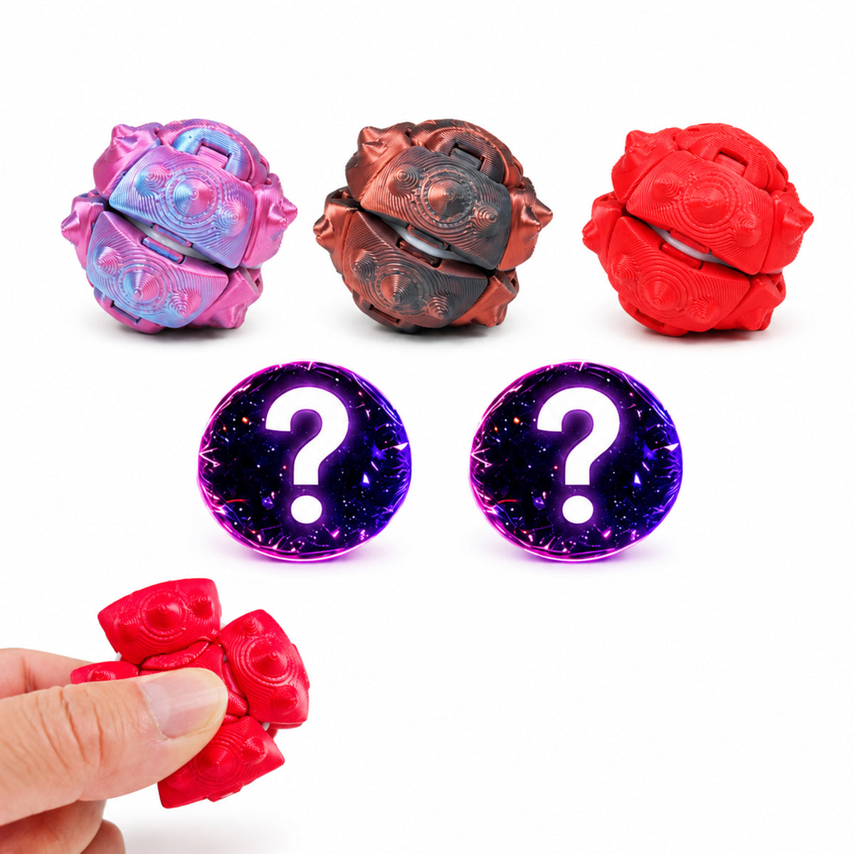 5PCS 3D Printed Textured Fidget Ball Set, Squeeze & Rebound Stress